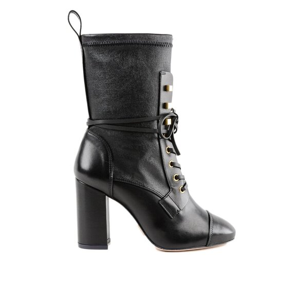 Stuart Weitzman Veruka Leather Lace-Up Booties Black Womens Size 6 - Picture 2 of 14